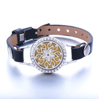 Nouveauté diffuseur de parfum multicouche médaillon d'huile bracelet en cuir double couche pour femmes hommes bijoux prix d'usine