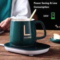 Ensemble cadeau d'entreprise promotionnel personnalisable à faible MOQ, chauffe-tasse en céramique intelligent électrique USB pour bureau et maison avec cuillère