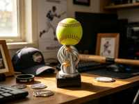 Trofeo de Softbol de Resina Hecho a Mano, Premio Deportivo Pintado a Mano de 22 cm, Premio de Torneo para Equipo, Regalo de Reconocimiento al Campeón de la Liga
