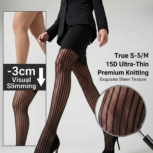 <span class=keywords><strong>Collant</strong></span> <span class=keywords><strong>a</strong></span> <span class=keywords><strong>Righe</strong></span> Verticali Vintage Plus Size 15D, Calze Trasparenti Sexy Senza Cuciture Modellanti in Nylon per <span class=keywords><strong>Donna</strong></span> - Product Image 1