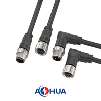 AOHUA 5Pin A Connecteur de capteur de code M12 Type métallique Connecteur mâle femelle Câbles 2P 3P 4P 5P 8P 10P 12P pour équipement d'éclairage LED