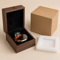 Boîte cadeau de parfum en bois de noyer de luxe, écologique, avec doublure en velours gravé pour emballage de marque haut de gamme