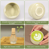 Ensemble de 5 bols à matcha de qualité supérieure en vert dégradé avec boîte d'emballage pour les amateurs de matcha, thé de l'après-midi