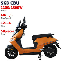 Motocicleta Eléctrica CKD SKD de 12 Pulgadas, Oferta Directa de Fábrica, 1100/1300W, Velocidad de 60km/h, Fabricante de Motocicletas y Scooters Eléctricos