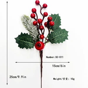 2025 nuevas selecciones artificiales de Navidad, surtido de tallos de bayas rojas con piñas para decoración de arreglos florales de Navidad - Product Image 3