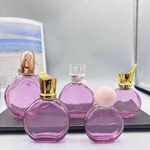 زجاجة عطر فاخرة مسطحة دائرية شفافة قابلة لإعادة الملء بسعة 30 مل و 50 مل و 100 مل - Product Image 4