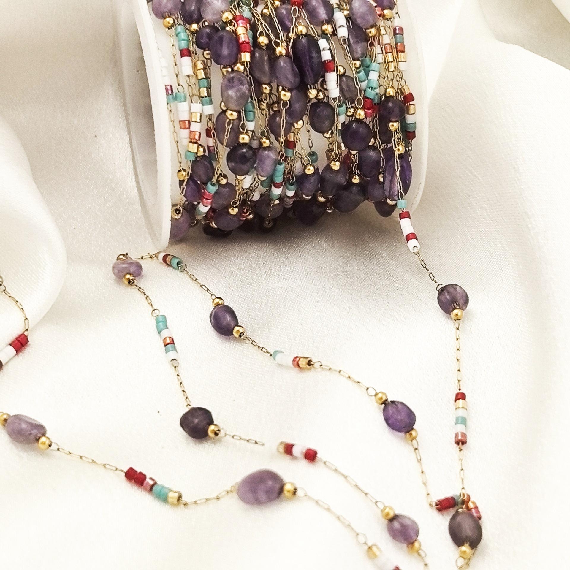 2Mm mixed color rice tube natural amethyst