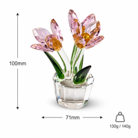 Figurine de fleur de tulipe en cristal, ornement en verre de cristal, décoration d'intérieur, cadeau de mariage pour elle, décoration de bureau à facettes WDY-0504