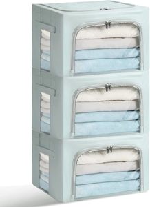KUYUE Faltbare blaue Kleidung Organizer Kleidung Lagerplätze, stapelbare Regal Taschen Boxen, Schrank Organizer und Aufbewahrung metall - Product Image 2