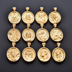 Pendentifs chrétiens en acier inoxydable Jésus Vierge Marie pour colliers DIY, pour femmes et hommes, chaîne couleur or, breloque, bijoux religieux en métal - Product Image 1