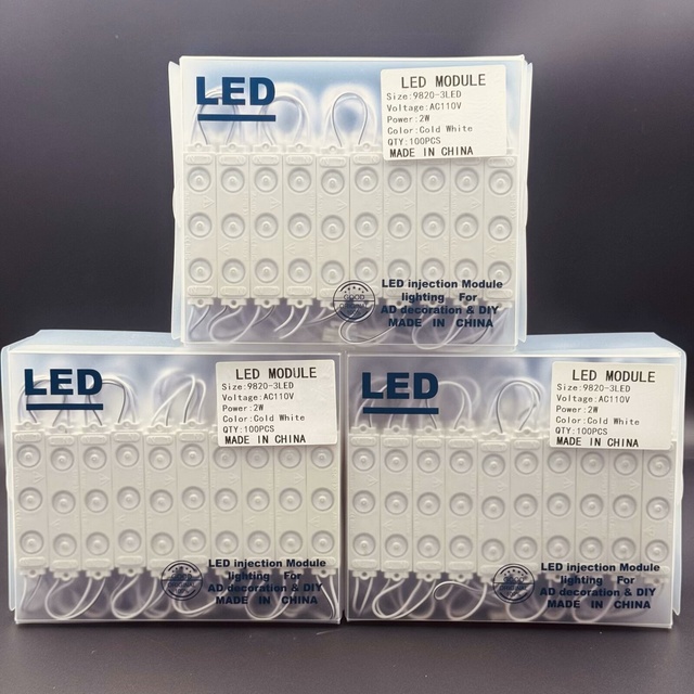 AC 110V 220V SMD 2835 98*20MM 3LED 2W IP65 Cold White Warm White High Brightness LED Module for Led Sign Billboard