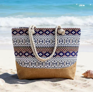 กระเป๋าช้อปปิ้งโบฮีเมียน PEIQUAN ขนาดใหญ่ สายสะพายไหล่ทำจากป่าน กระเป๋าโท้ทชายหาด - Product Image 4