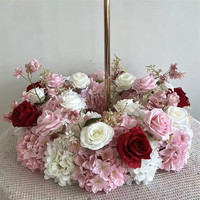 Guirlande de fleurs artificielles en roses roses personnalisées en gros PPS pour la décoration de centre de table d'événements de mariage