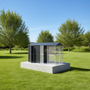 กรงนกเหล็กชุบสังกะสีสีแอนทราไซต์ ขนาด 169.29 x 81.89 x 97.24 นิ้ว สำหรับสัตว์เลี้ยง ใช้งานกลางแจ้ง ทนทาน ดีไซน์ทันสมัย - Product Image 2