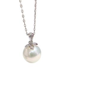 Accessoires en perles DIY, pendentif en argent S925, support vide, collier simple en jade avec perles rondes de 10 à 13 mm, 31353 - Product Image 5