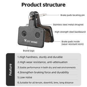 WEST BIKING Nuevas <span class=keywords><strong>Pastillas</strong></span> de <span class=keywords><strong>Freno</strong></span> de Disco de Resina para Bicicleta de Montaña - Product Image 2