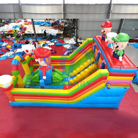 Toboggan aquatique gonflable commercial Mario, champignon coloré, combo rebondissant, équipement de jeu extérieur de qualité commerciale, location pour événements
