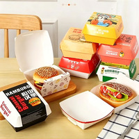 Biologisch afbreekbare, op maat gemaakte, wegwerp kartonnen hamburgerdoos, food grade, voor afhaalmaaltijden en bezorging van fastfood.