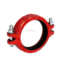 Klem Selang Pelindung Api untuk Pipa Beralur DN150-DN200, Baja Karbon Beralur Berlapis Seng dan Epoxy Powder Coated 175-300 PSI