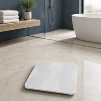 Pèse-personne numérique intelligent 180 kg en verre avec écran LCD, moniteur de teneur en eau et synchronisation via l'application 4.0