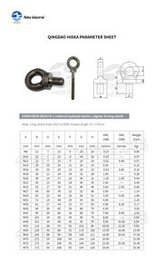 HDIEA Boulon à œillet long industriel, fixation à <span class=keywords><strong>anneau</strong></span>, boulon à œillet collé à collet, filetage métrique BS4278-1, tige normale ou longue - Product Image 2