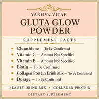 Poudre éclaircissante Gluta Glow - Glutathion avec vitamines C, E et biotine, mélange de protéines de collagène pour boisson