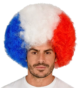 Evento deportivo Cheerleading Party Cheering Props Francia Fútbol Fans Payaso Pelucas Bandera Color Fan Peluca Sombrero - Product Image 3