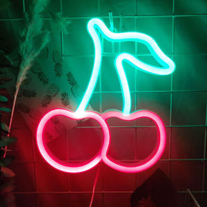 Cerise Rechargeable par USB pour chambre de bébé, cadeau de fête pour enfants, lumière suspendue, décoration murale, mignon, cerises, <span class=keywords><strong>led</strong></span>, signe néon, luz de ip néon - Product Image 2