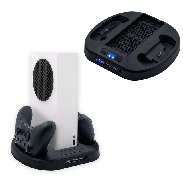 Vertical Charging Stand Station With Cooling Fan for Xbox Series S Console With Extra USB Ports for Xbox Series S Controller
