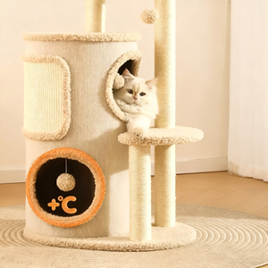 Bốn mùa phổ quát nhiều lớp tự nhiên sisal màu nhảy nền tảng mèo cây chung cư với hai lớp tích hợp leo núi giá - Product Image 4