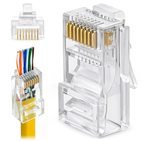 Prise modulaire CAT5E UTP RJ45 personnalisable en usine 8P8C 8 broches connecteur de câble Ethernet mâle Transparent CAT5E UTP RJ45 pour l'alimentation