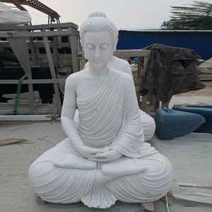 Statua di Buddha in Marmo Bianco Design Popolare per Templi - Product Image 1