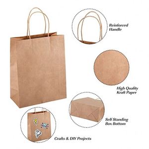 Sac en papier kraft brun de haute qualité avec logo personnalisé, sac fourre-tout artisanal pour vêtements, chaussures, fourrures, emballage, fourniture d'usine pour chaussettes - Product Image 3