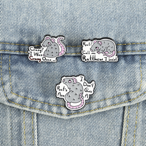 Broche en émail souris amusante et originale, citation humoristique, broche de rat, badge pour <span class=keywords><strong>sac</strong></span> à <span class=keywords><strong>dos</strong></span> et revers, bijou fantaisie, cadeau pour amis - Product Image 1