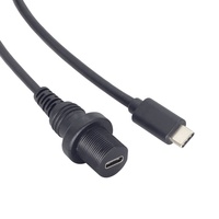 Conector USB C a prueba de agua, montaje en panel, cable de extensión de cable, puerto de cargador con cubierta impermeable