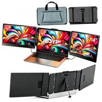 Extenseur d'écran triple pour ordinateur portable, écran portable IPS 14 pouces 1080P, double écran, écran externe pliable pour le bureau et les affaires
