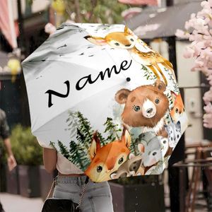 1 Pieza, Sin Pedido Mínimo, Paraguas Plegable Personalizado con Nombre de Animal del Bosque, Regalo Personalizado con Estampado UV, Pedido Individual, Ombrello Personalizzato - Product Image 1