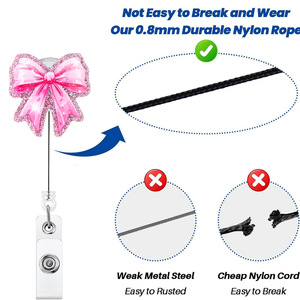 Wholesale cross-border hot-selling glitter <b>bow</b> strap with retractable name tag buckle, document <b>holder</b>, easy-open buckle, in - Product Image 2