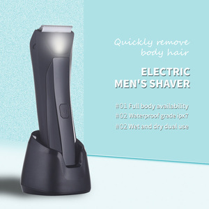Recortadora de vello púbico impermeable con cuchilla de cerámica, afeitadora eléctrica corporal para hombres, uso en seco y húmedo, kit de aseo sin raspaduras - Product Image 2