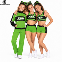 Ensemble de survêtement de cheerleading personnalisé avec logo OEM, veste et pantalon de cheerleading par sublimation, nœud et pompons, tenue d'entraînement de danse pour équipe