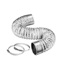 Tuyau flexible en aluminium pour conduit d'air, tuyau de ventilation HVAC pliable avec colliers de serrage pour système d'évacuation de l'air de la machine à sécher