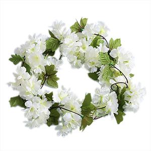 Guirlandes artificielles de fleurs de cerisier Hanxi, fleurs en soie blanches et roses, décoration murale pour intérieur et extérieur - Product Image 5