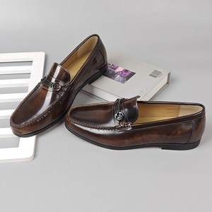 Men's Casual Leather Dress Shoes with <b>Open</b> Edge Beaded Design Slip-On Lace-<b>Up</b> Closure Light Handsome Style for Office Wedding - Product Image 2