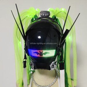 <span class=keywords><strong>Cyberpunk</strong></span> Máscara Casco Máscara futurista, LED Bluetooth con trenzas Máscara Cosplay Halloween Fit Party Music Festival - Product Image 3