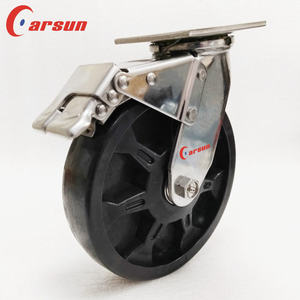Roues de chariot industrielles robustes en acier inoxydable 200 mm (8 pouces) en nylon renforcé de verre, pivotantes et fixes, avec roulement à billes - Product Image 2