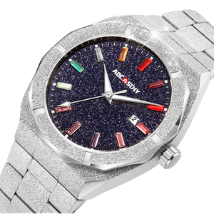 45mm大径クォーツウォッチ男性用ステンレス鋼天空ダイヤル防水防水30m耐水性ファッション - Product Image 1