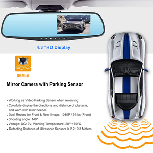 4.3 inch <span class=keywords><strong>Car</strong></span> DVR Dash Cam ống kính kép Rear View gương tự động Dashcam Ghi Trong Xe Video Full HD 1080P Dash xe máy ảnh - Product Image 4