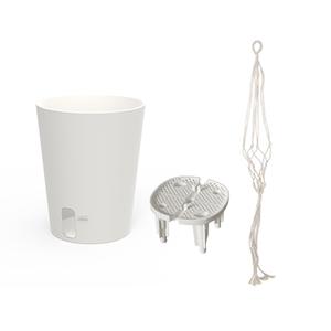 Pot de fleurs auto-arrosant de 5 pouces avec support en macramé, ensemble combiné, décoration moderne pour la maison, jardinière suspendue pour plantes d'intérieur, orchidées, herbes - Product Image 2