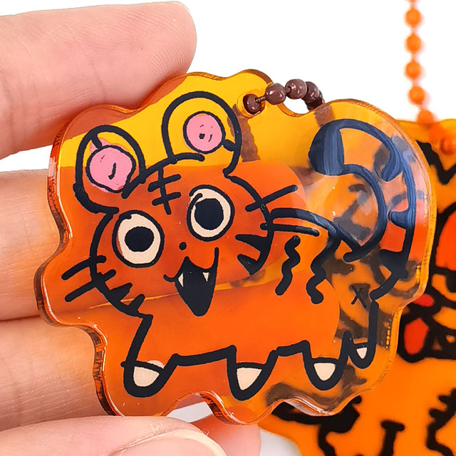 Custom Colored Acrylic Keychain Multiple Color Acrylic Charm with Epoxy Anime Plastic Keychain
