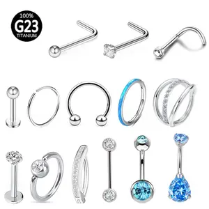 Gaby astm F136 brinco de piercing de titânio para implante, labret, antelope de nariz, septum, helix, cartilagem, joia de piercing em titânio